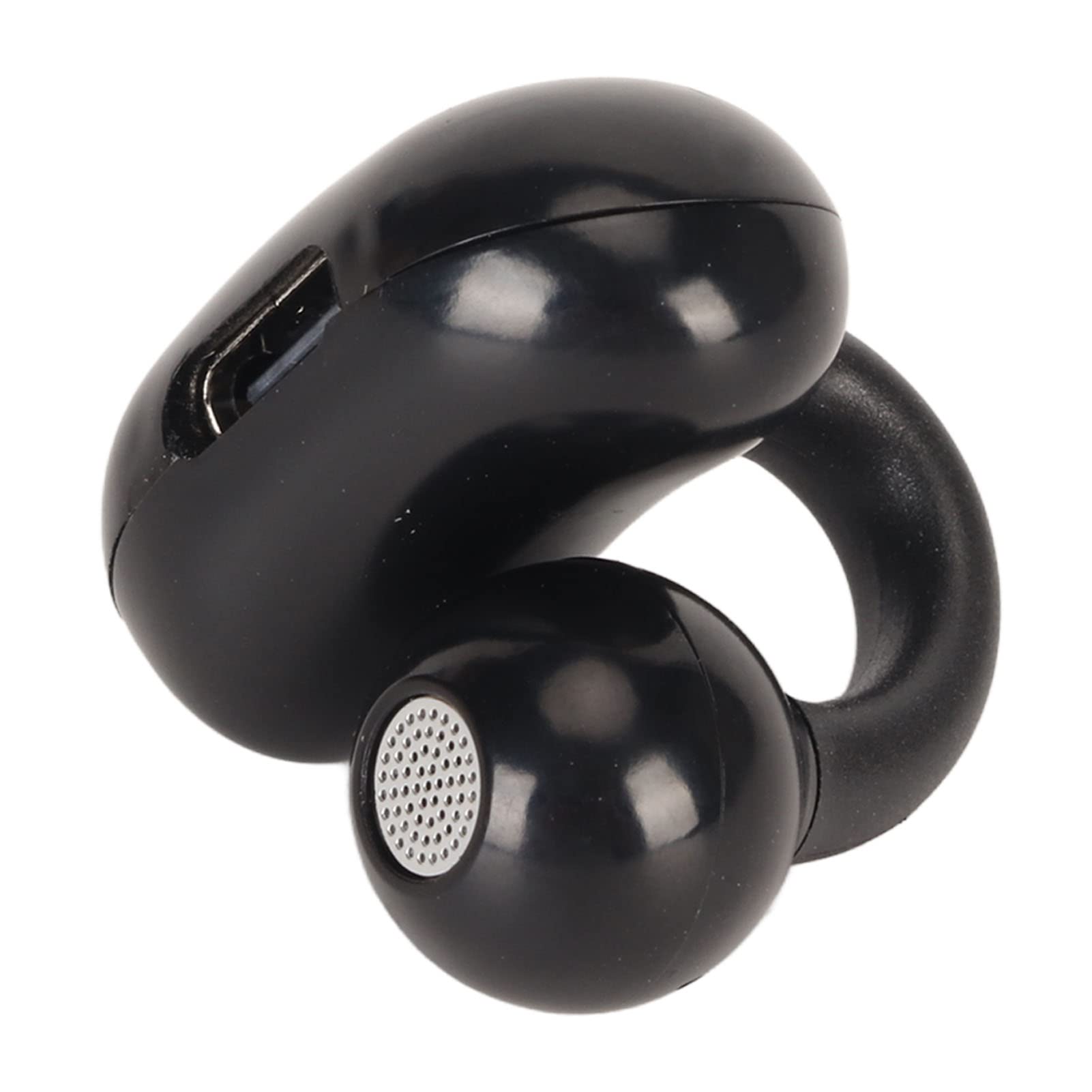 Premium Clip-On Wireless Earbuds Bluetooth 5.0 Open-Ear Headphones with Touch Control, Hi-Fi Stereo Single Ear Headset for Running, Cycling, Driving & Business Calls - Comfortable Secure Fit for Active Lifestyles (Black)