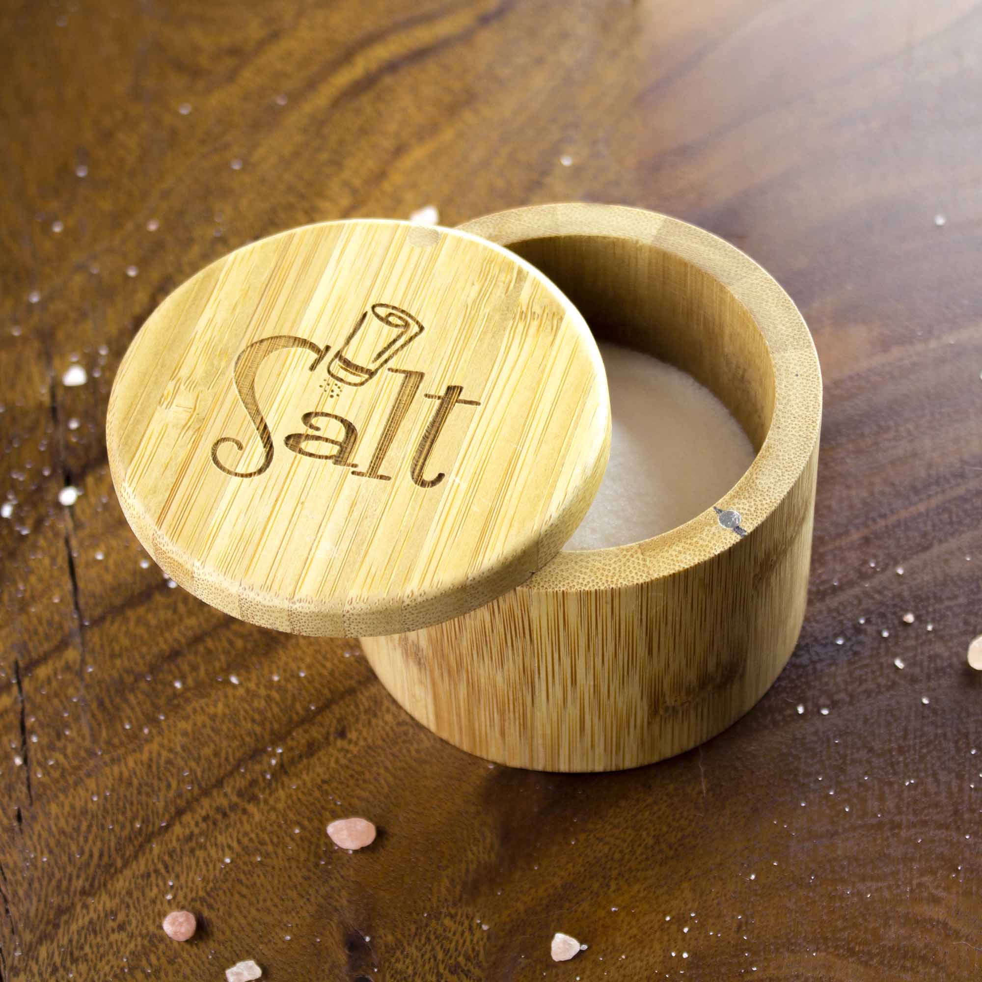 Engraved Salt Shaker with Lid - 6 Oz Salt Cellar for Kitchen, Dining Table & Gift Giving - Premium Stainless Steel Spice Dispenser for Home & Restaurant Use