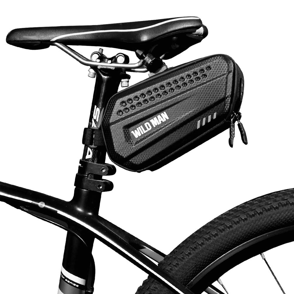 WILD MAN Waterproof Bike Saddle Bag - 1.2L Under Seat Storage Pack for Mountain & Road Bicycles | Perfect for Commuting, Cycling Adventures & Outdoor Sports