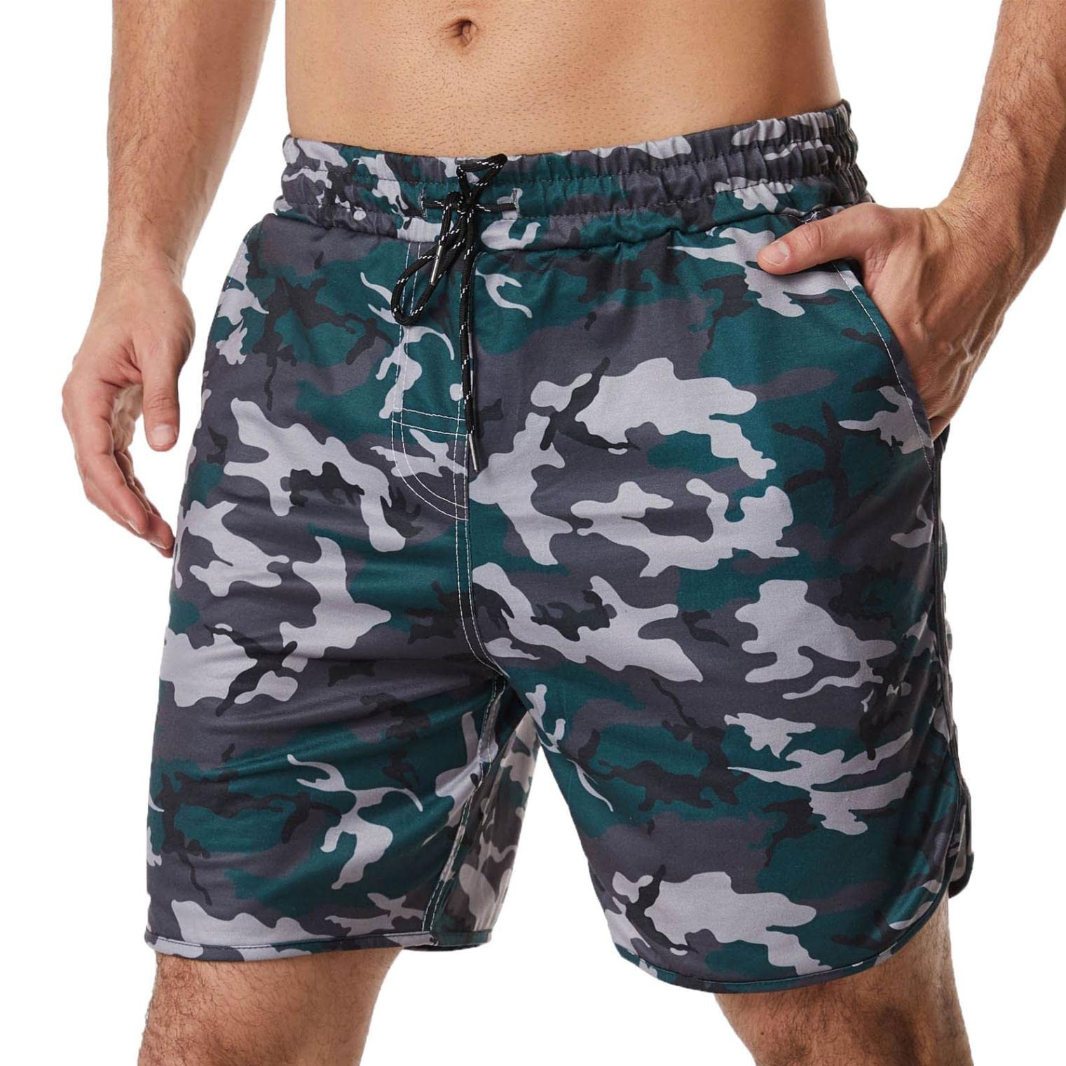 Kayannuo Men's 5 Inch Camouflage Athletic Shorts - Lightweight Running Gym Shorts for Sports, Workout & Casual Wear - Perfect for Jogging, Training & Home Comfort