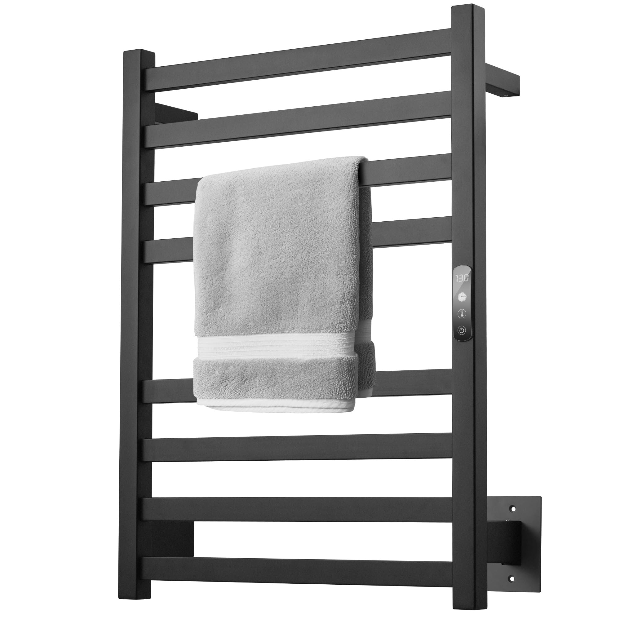 Premium Electric Towel Warmer - Wall Mounted 8-Bar Heated Towel Rack with Timer & Temperature Control (304 Stainless Steel) - Perfect for Bathroom, Spa, and Luxury Home Use