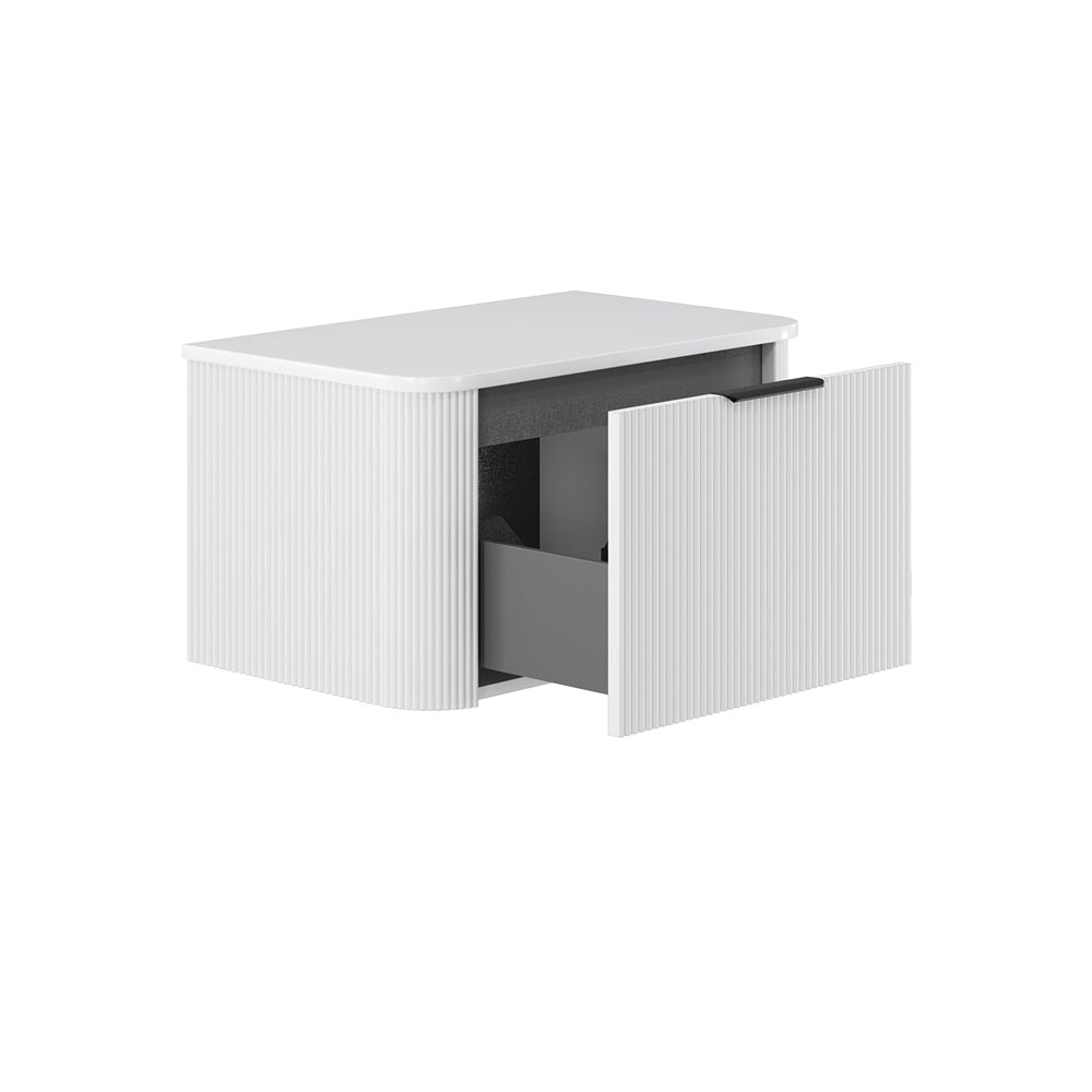 Fienza 75UW C Minka Curved Satin White 750 Wall Hung Bathroom Vanity Cabinet - Perfect for Modern Bathroom Renovation & Small Space Storage