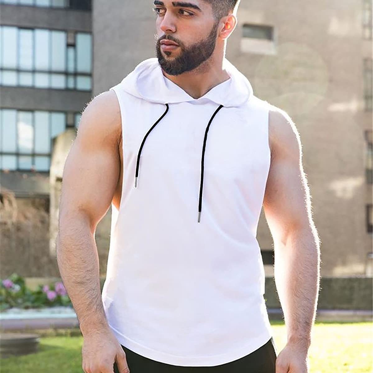 Babioboa Men's Workout Hooded Tank Top - Sleeveless Gym Hoodie for Bodybuilding & Training - Breathable Muscle Shirt for Running, Weightlifting & Fitness - Perfect for Gym, Outdoor Sports & Casual Wear