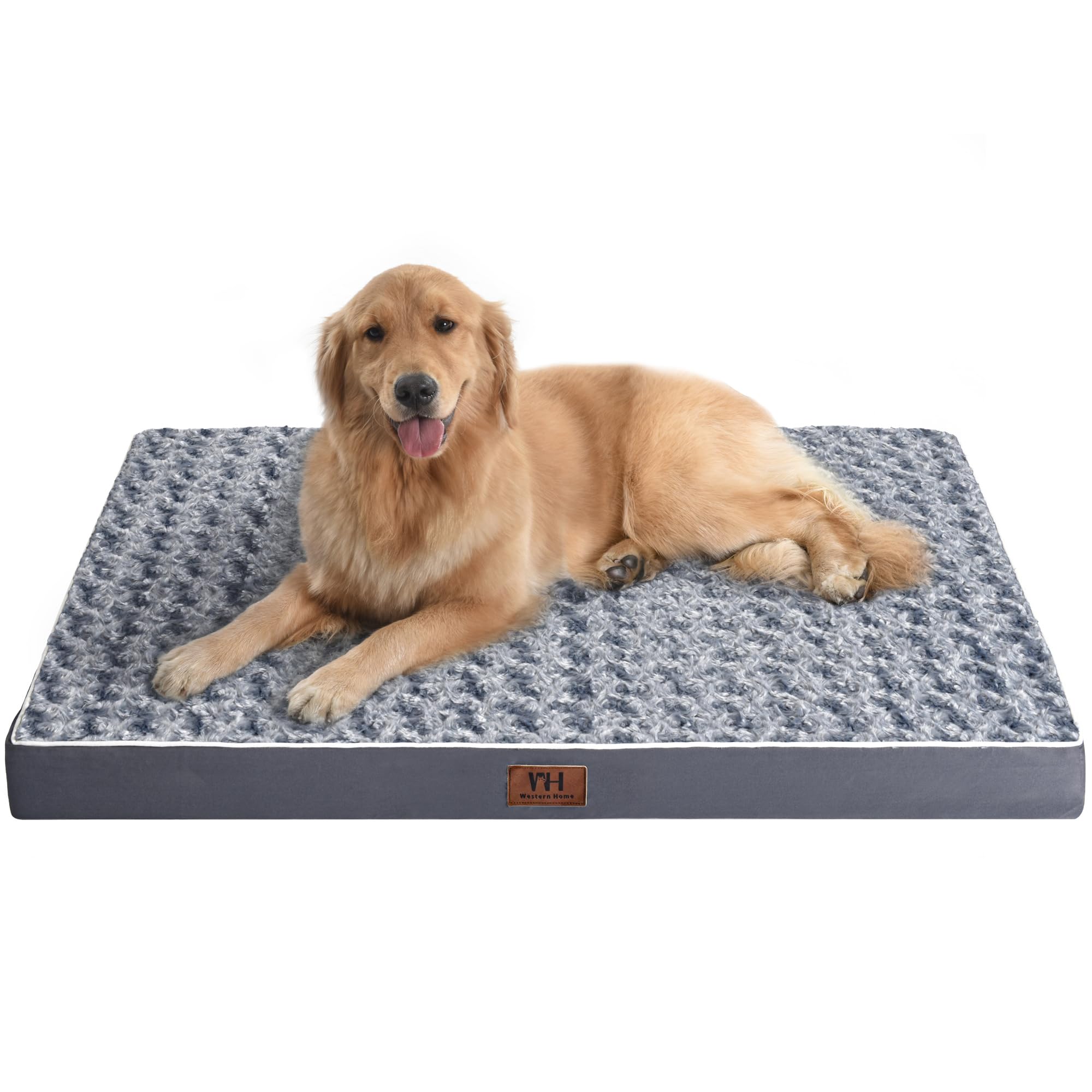 WESTERN HOME WH Orthopedic Dog Bed for Large, Jumbo & Medium Dogs - Waterproof Pet Mattress with Removable Washable Cover, Thick Egg Crate Foam & Non-Slip Bottom - Perfect for Arthritis Relief & Comfortable Sleeping in Living Room, Bedroom or Kennel