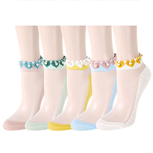 5 Pack-pearls Heart Ruffle