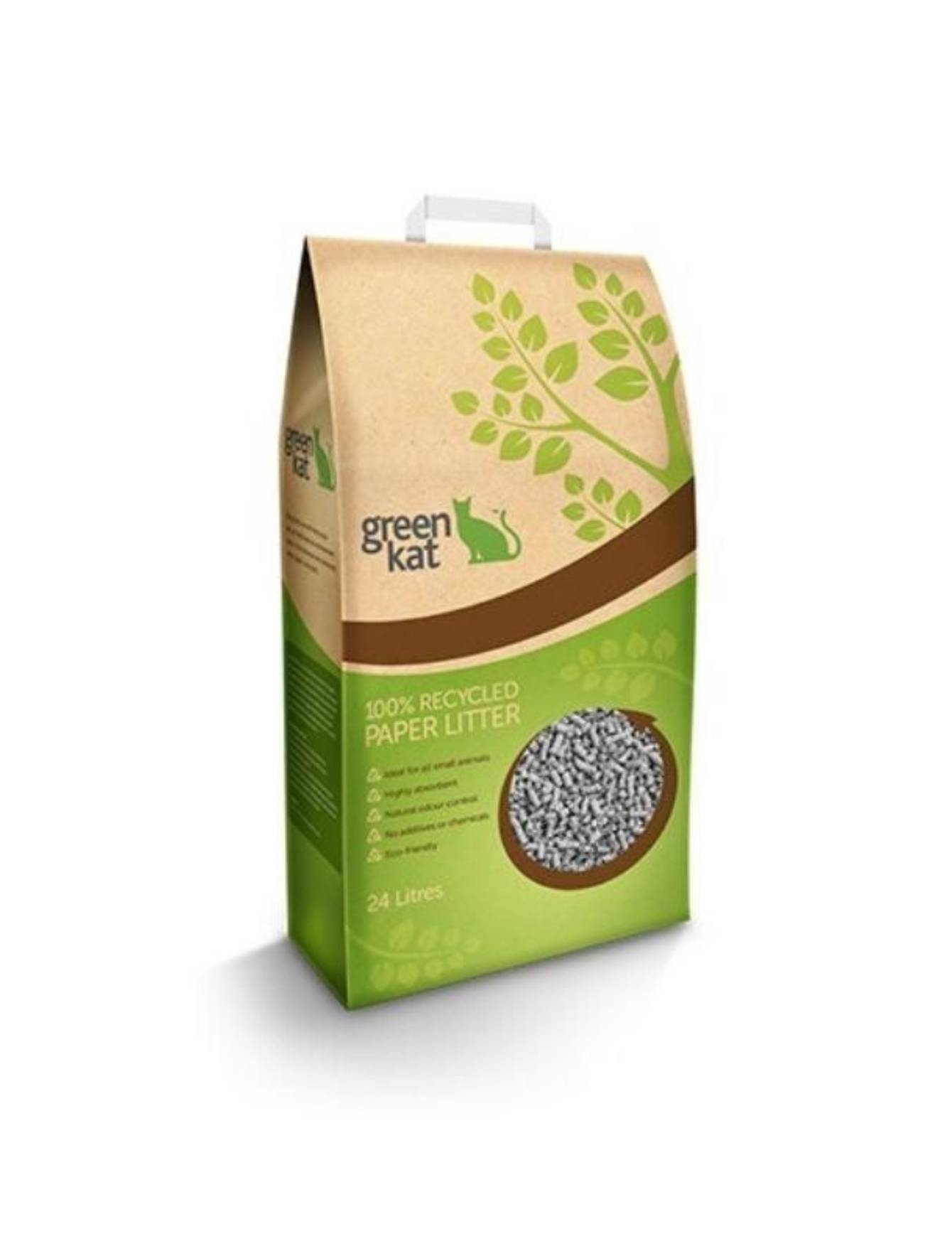 Eco-Friendly Green Kat Recycled Paper Cat Litter - Dust Free, Biodegradable & Odor Control (3 Sizes) - Perfect for Small Spaces & Environmentally Conscious Pet Owners