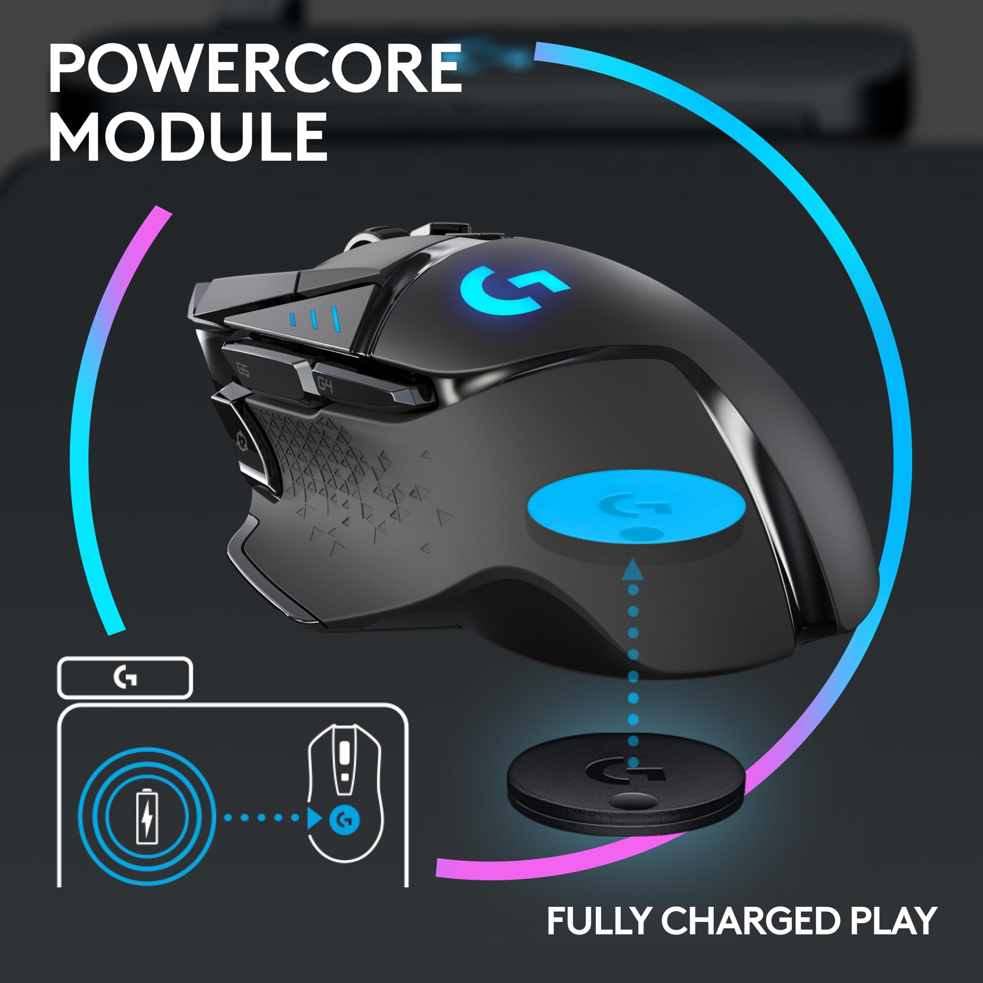 Logitech G502 LIGHTSPEED Wireless Gaming Mouse with HERO 16K Sensor, 11 Programmable Buttons & PowerPlay Wireless Charging Pad - Compatible with G Pro/G903/G703/G502 LIGHTSPEED - Black - Perfect for PC Gaming, Esports & Professional Workstations