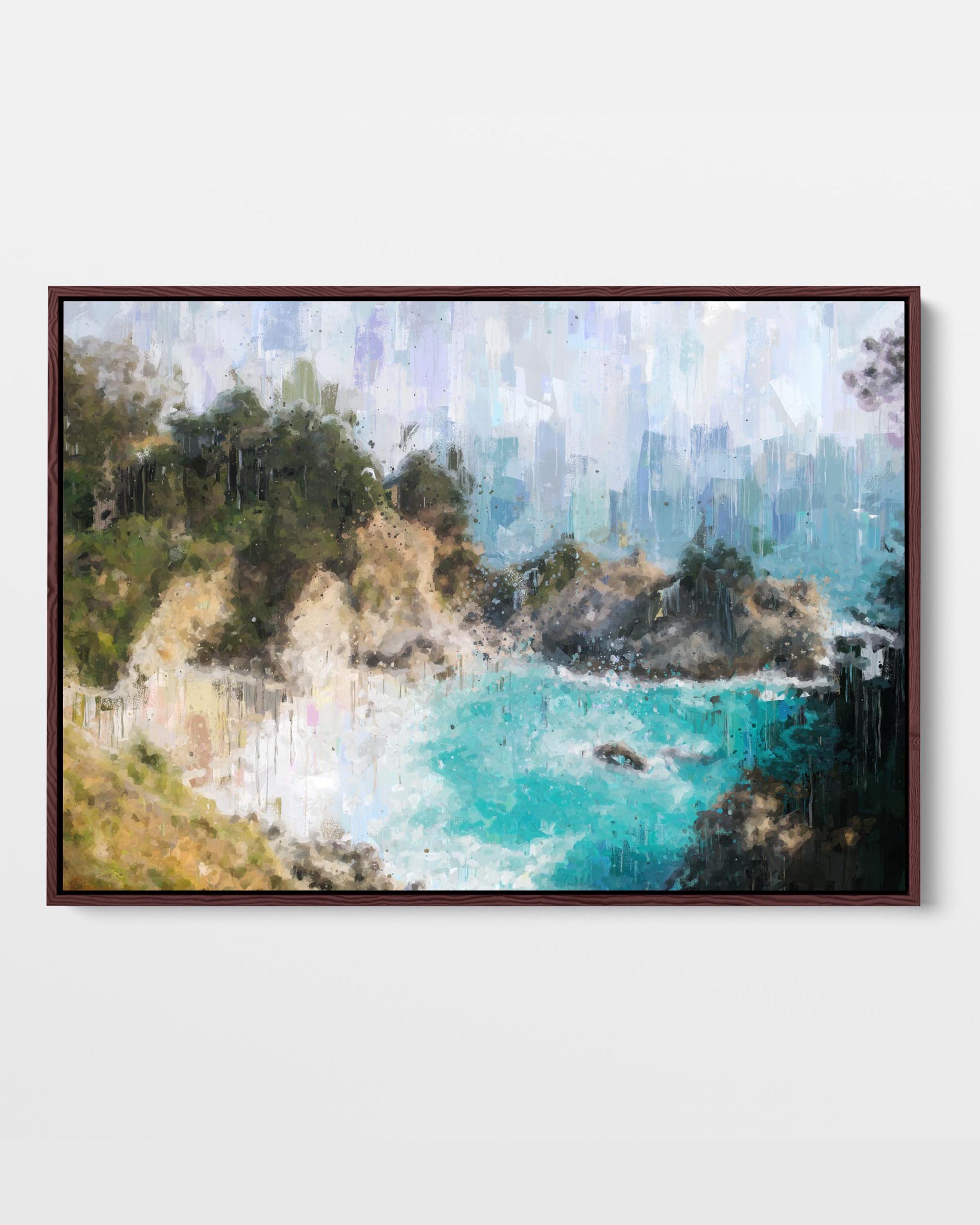 Sandy Bay Framed Canvas Wall Art - Coastal Beach Landscape Painting for Living Room, Bedroom & Office Decor