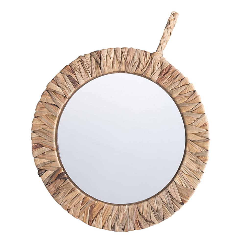 Hemoton Rattan Hanging Mirror - Handwoven Woven Wall Mirror for Dressing, Makeup & Home Decor - Boho Chic Bathroom, Bedroom & Vanity Mirror for Photography & Wall Art