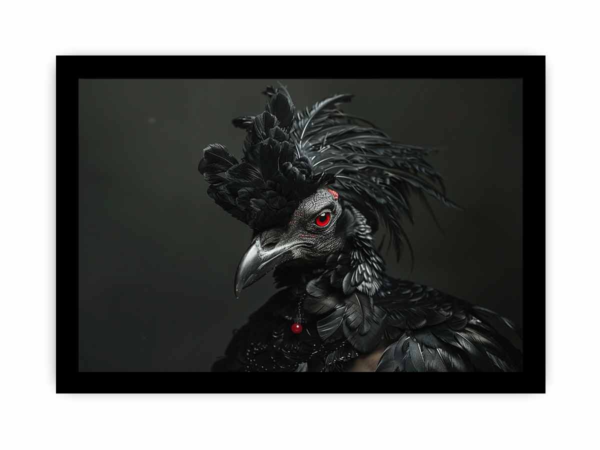 Black Rooster Framed Print - Vintage Farmhouse Wall Art Decor for Kitchen, Living Room & Office - Perfect Country Home Gift Idea