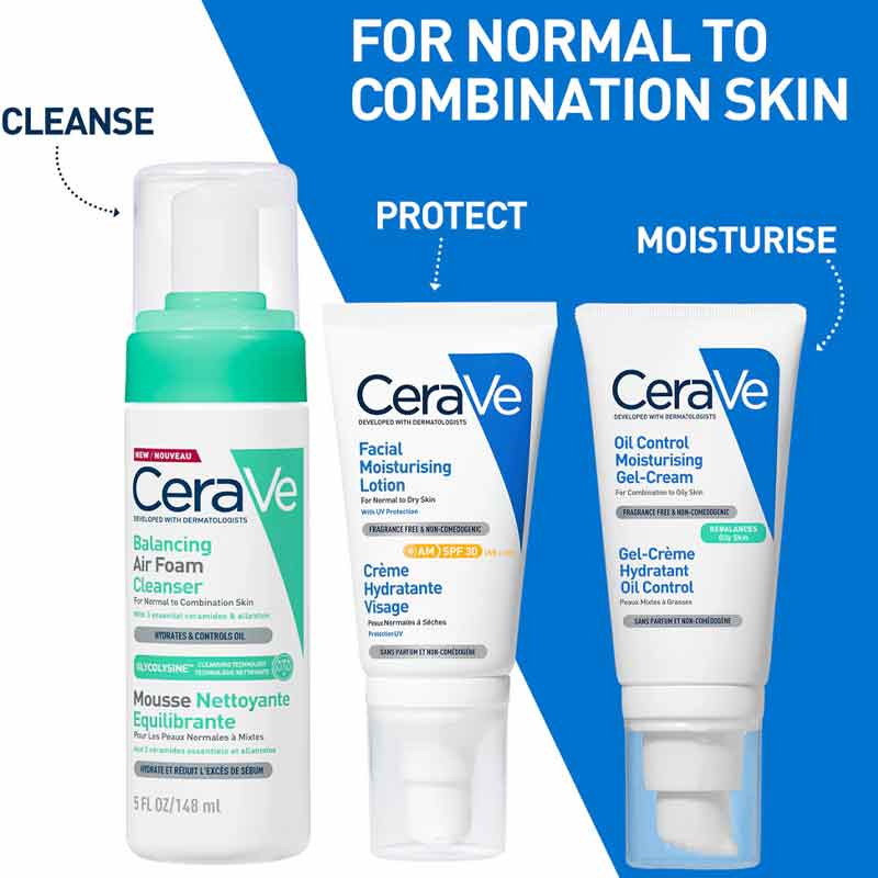 CeraVe Balancing Air Foam Facial Cleanser for Oily & Combination Skin - Gentle Foaming Face Wash with Hyaluronic Acid & Ceramides - Perfect for Daily Skincare Routine & Travel