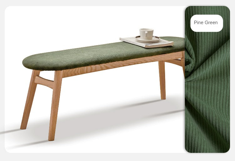 Solid Oak Wood Bench with Soft Cushion - Durable & Comfortable Seating for Living Room, Bedroom, or Entryway