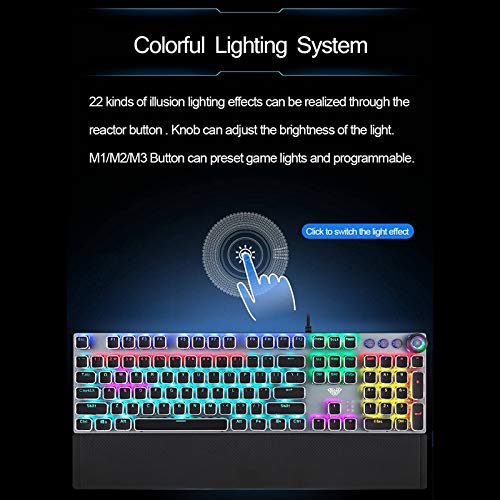 F2088/F2058 108-Key RGB Backlit Mechanical Gaming Keyboard with Blue Switches, Wired USB, Metal Frame - Perfect for PC Gaming, Typing & Office Work (Black)