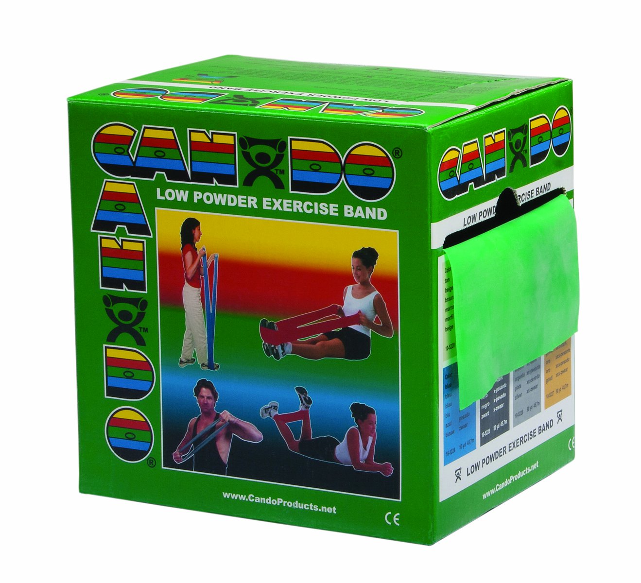 CanDo Low Powder Exercise Band - 50 Yard Roll, Medium Resistance (Green) - Perfect for Physical Therapy, Strength Training, and Home Workouts