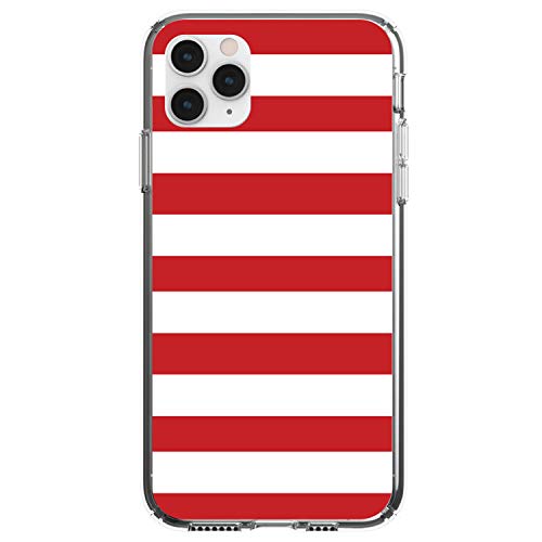 Red & White Bold Horizontal Stripes On Clear Case