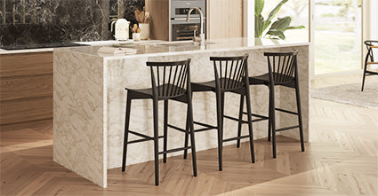 Ligna Wooden Counter Stool - 24 Inch Bar Height Stool with Backrest, Modern Kitchen Island Stool for Dining & Breakfast Nook - Perfect for Home, Cafe, and Restaurant Use