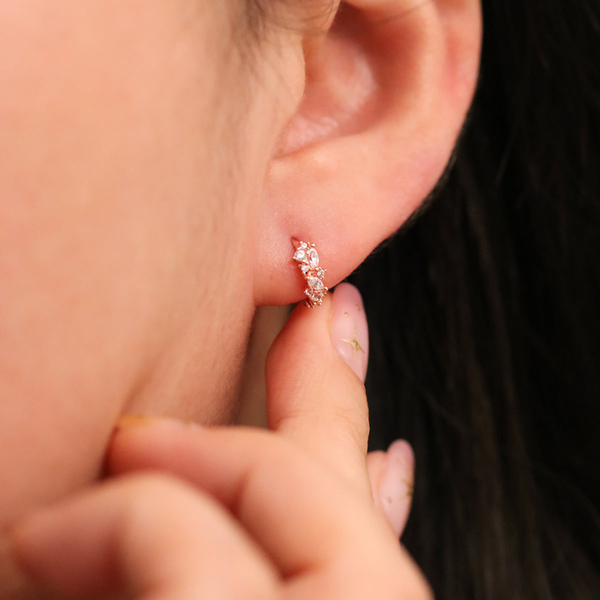 Cubic Cluster Huggie Earrings for Women – Minimalist Gold Hoop Earrings for Everyday Wear | Perfect for Work, Date Night & Gifting
