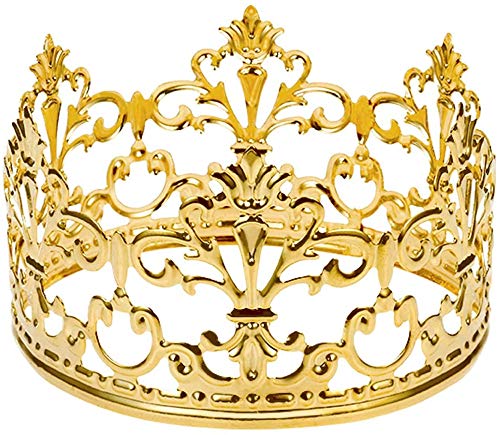 Vintage Gold Crown Cake Topper for Birthday & Wedding Decorations - 5.15 Inch Diameter, 2.28 Inch Height - Perfect for Baby Showers, Gender Reveals & Anniversary Cakes