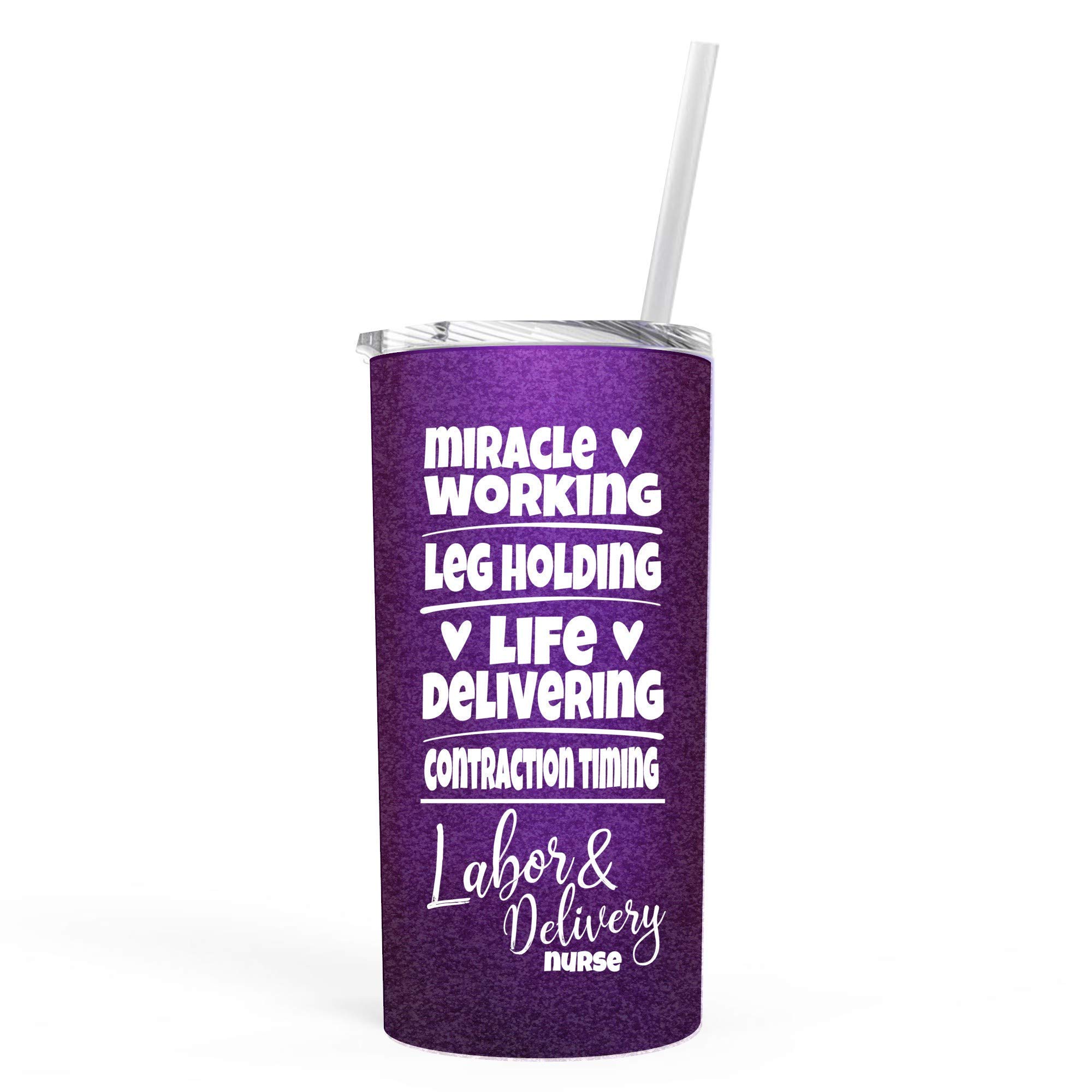 Insulated Travel Tumbler with Lid & Straw - Perfect Nurse Graduation Gift, Birthday Present for Women in Healthcare, Purple 0262 - Great for Hospitals, Clinics & Daily Commute