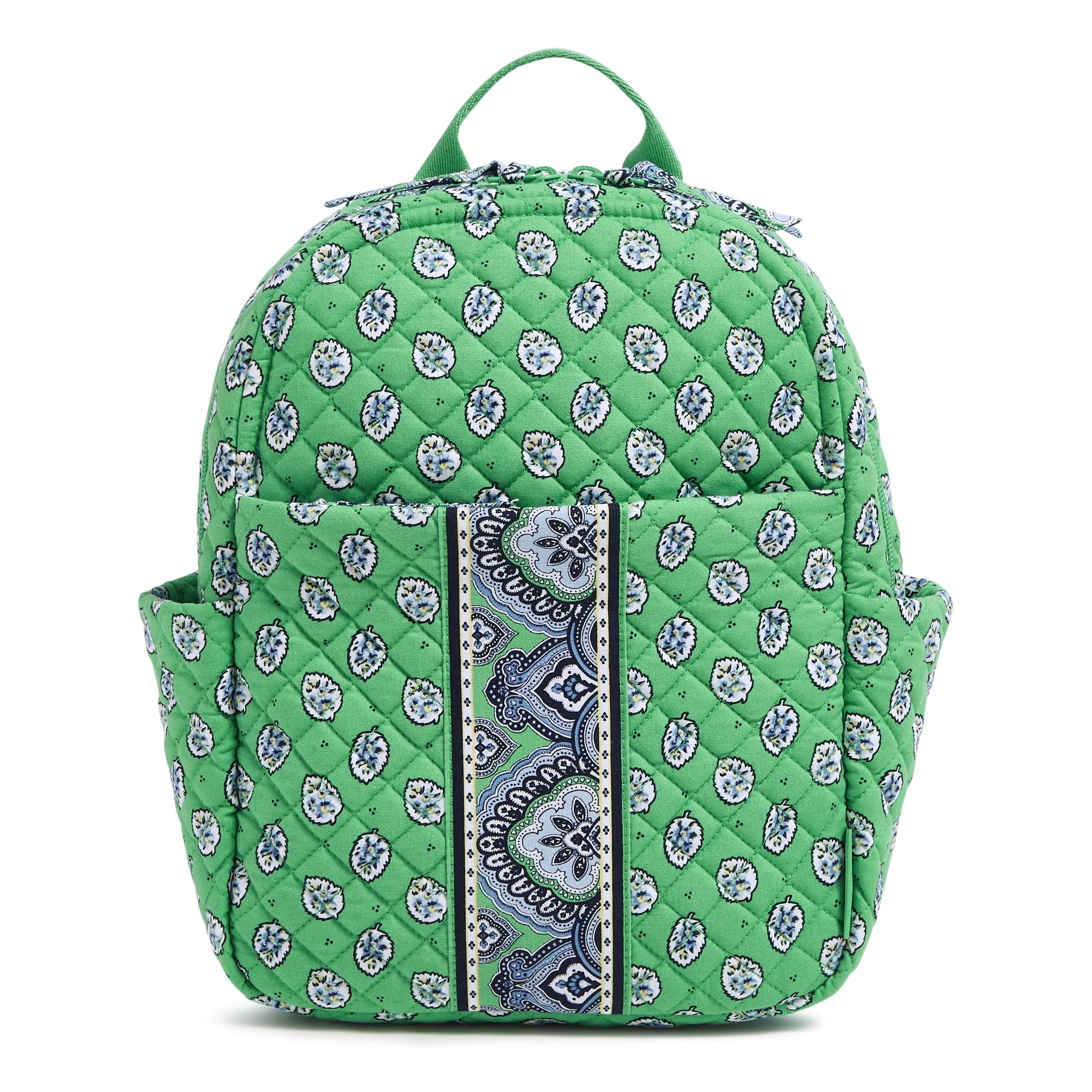 Vera Bradley Cotton Small Backpack - Lightweight & Durable Garden Green Leaf Print - Perfect for School, Travel & Everyday Use