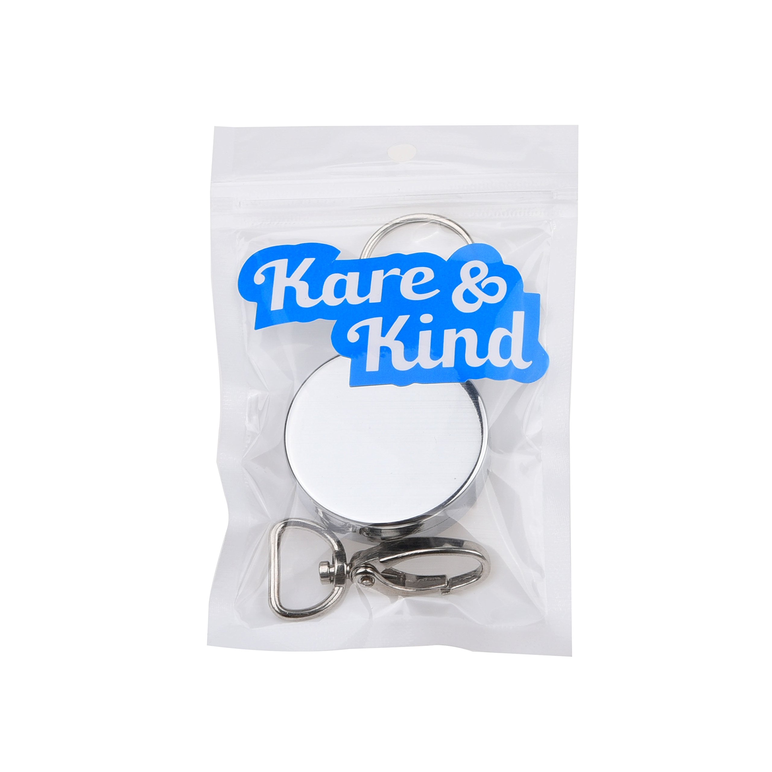 Kare and Kind Heavy Duty Retractable Reel with Belt Clip - 28 Inch Steel Cord, Chrome Metal Case, Swivel Clips & Key Ring (Silver, 1pc) - Perfect for Keys, ID Badges, Tools & Work Accessories