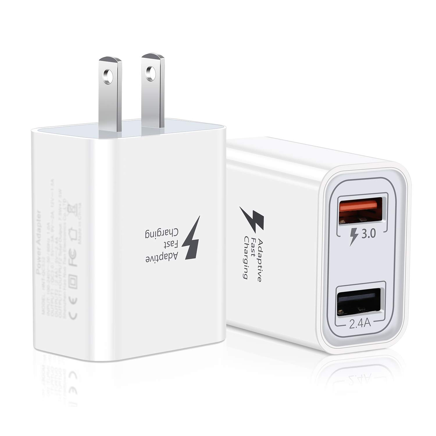 Pofesun 30W Dual Port USB Wall Charger - 2 Pack Fast Charging Block with QC3.0 Technology for iPhone 15/14/13/12/11/Pro Max/XR/XS/8, iPad, Samsung Galaxy & Google Pixel - White | Perfect for Home, Office & Travel Charging