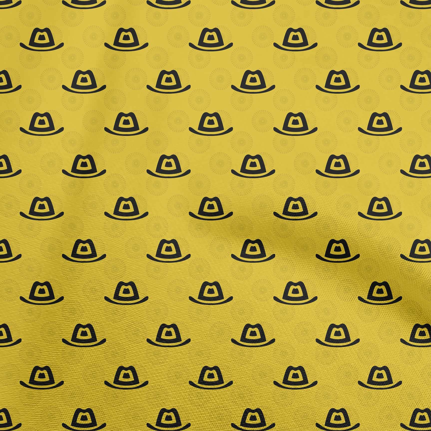 oneOone Rayon Yellow Fabric for Kids Cowboy Hat - 56 Inch Wide Printed DIY Sewing Material by The Yard - Perfect for Western Costumes, Dressmaking & Craft Projects