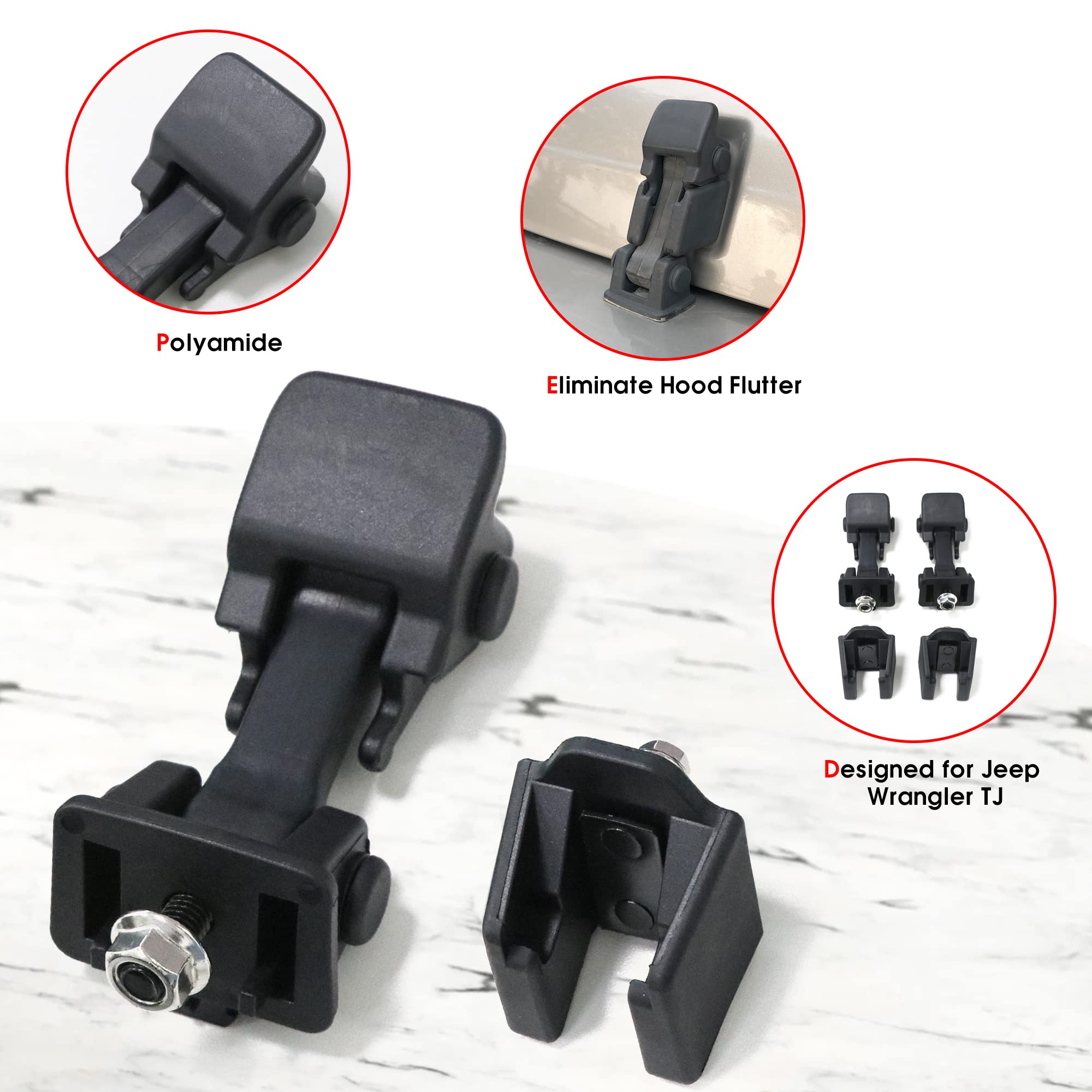 OEM TJ Hood Latches - Original Factory Replacement Hood Latch Kit for 1997-2006 Jeep Wrangler TJ (1 Pair, Black) | Durable Off-Road Accessories for Jeep Enthusiasts