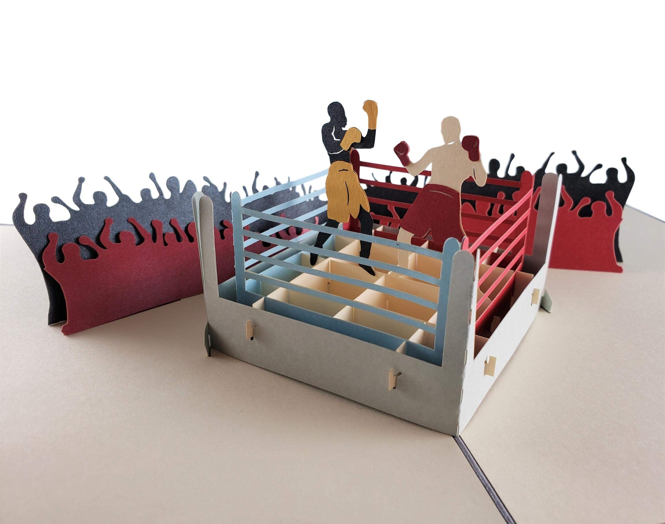 3D Pop Up Boxing Greeting Card - Sports Themed Birthday, Just Because, Special Occasions - Flat Fold Design for Easy Storage - Perfect for Fight Fans, Winners, and Crowd Celebrations