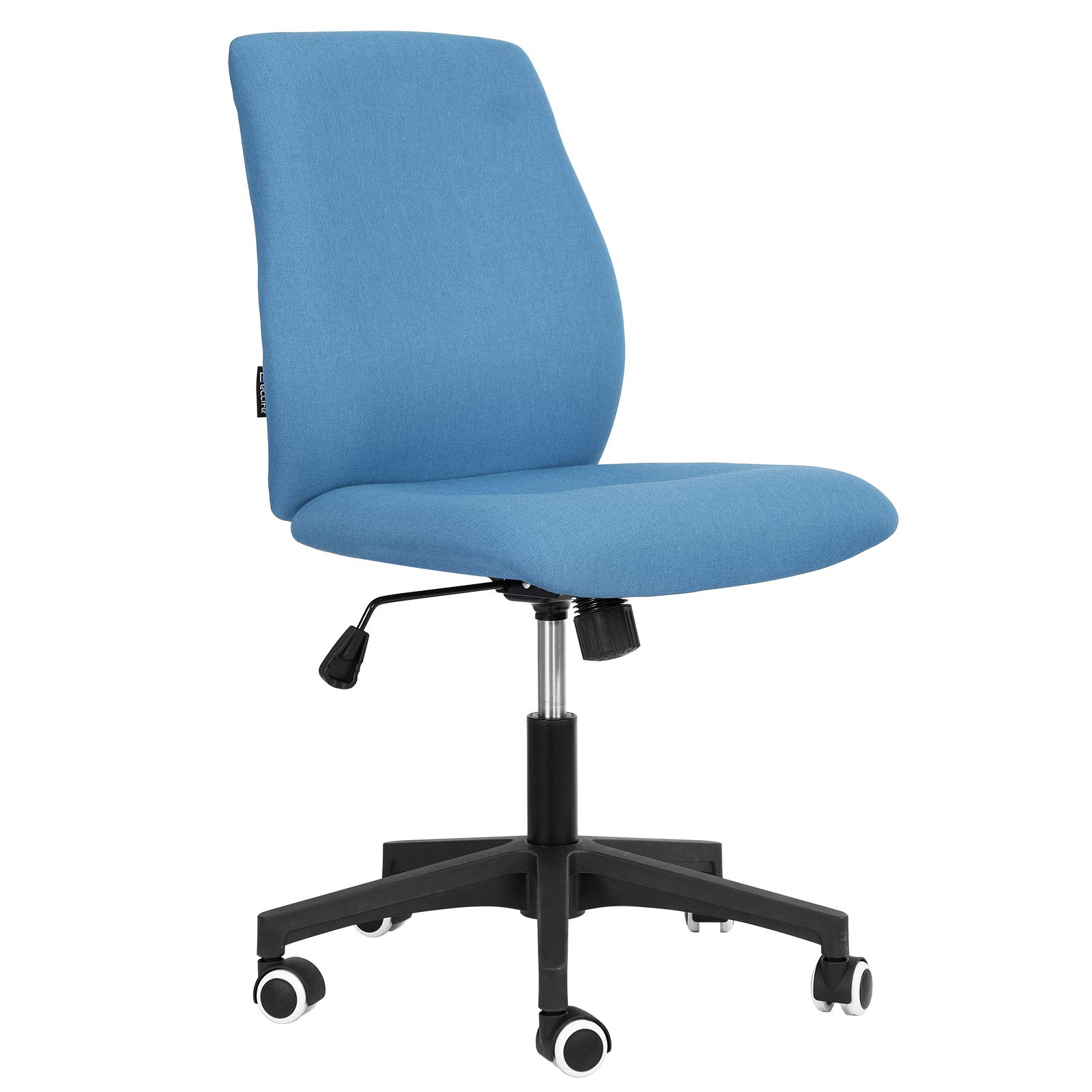 Ergonomic Low Back Fabric Armless Task Chair - 360° Swivel Rolling Office Chair for Home & Work, Blue | Perfect for Computer Work, Study, Salon & Small Spaces