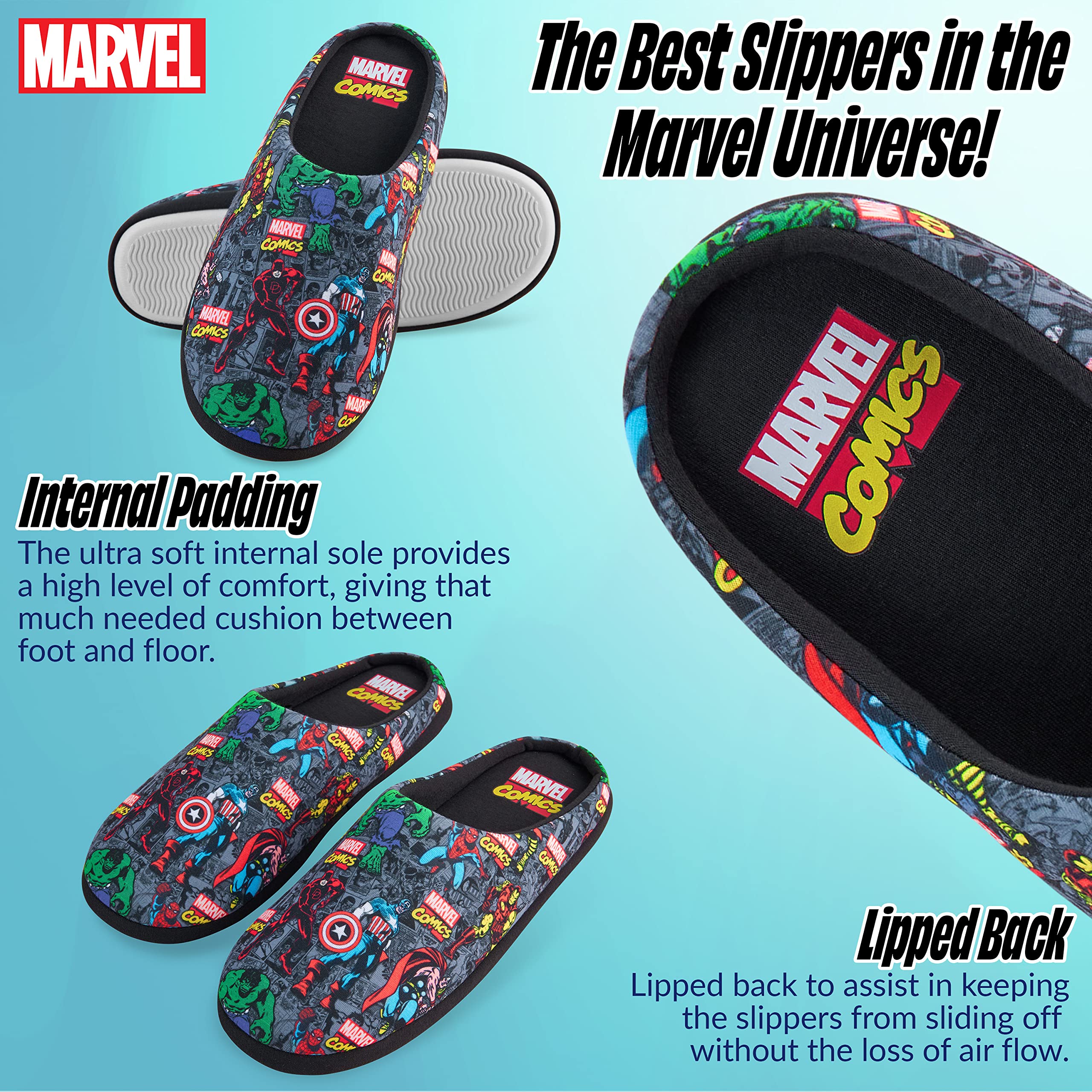 Marvel Avengers Captain America Spiderman Iron Man Men's Superhero Slippers - Soft Comic Novelty House Shoes for Fans, Gifts & Lounge Wear at Home