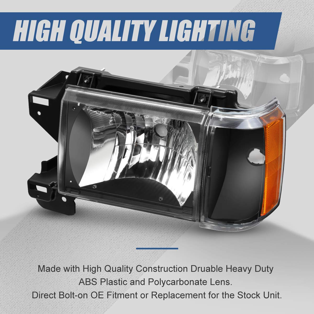 Ford Bronco F-Series Headlight Assembly 1987-1991 - Halogen Replacement for Driving & Off-Road