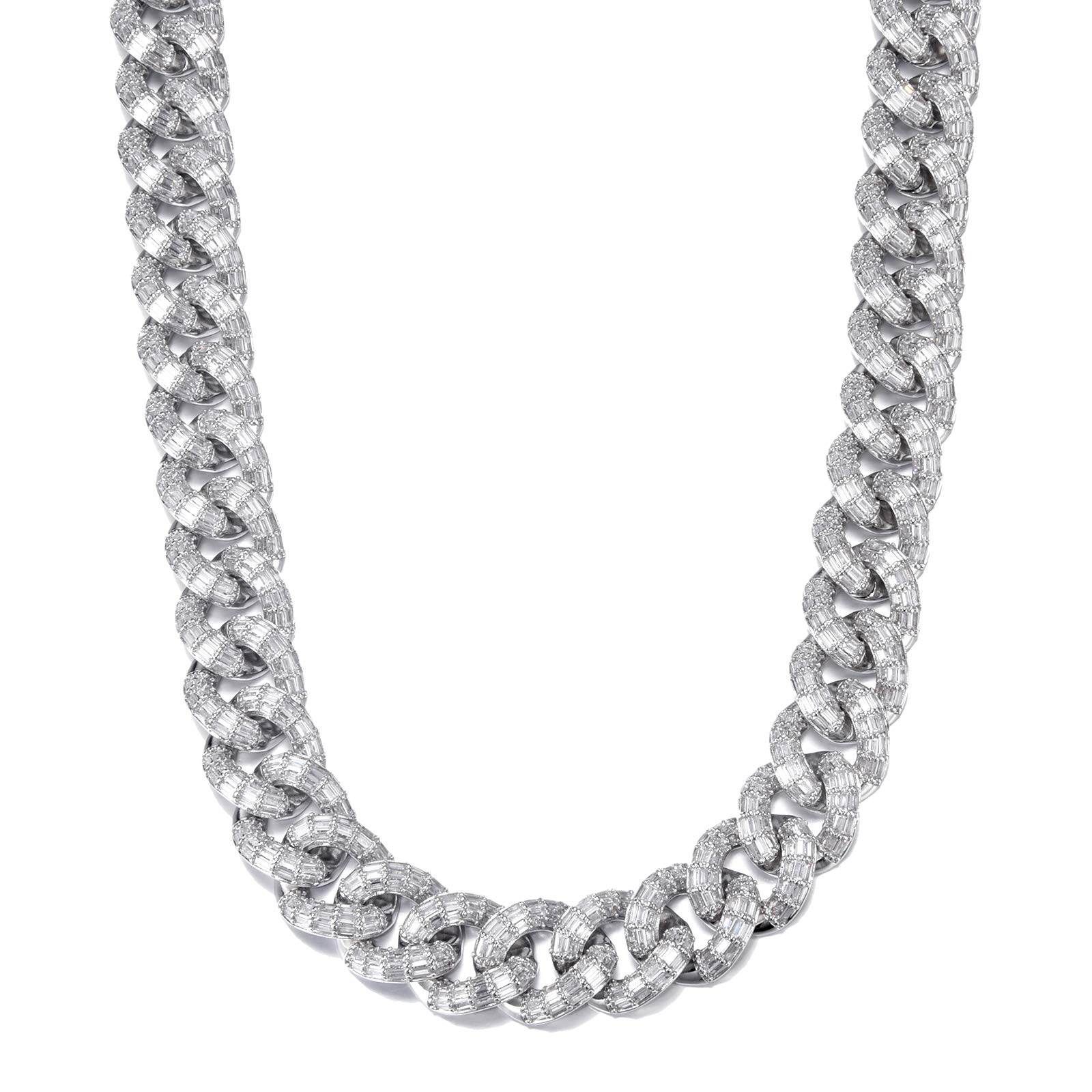 21mm Miami Cuban Link Chain Necklace for Men & Women - Gold, Silver & Rose Gold Iced Out Diamond Hip Hop Jewelry - Perfect for Parties, Gifts & Streetwear Fashion
