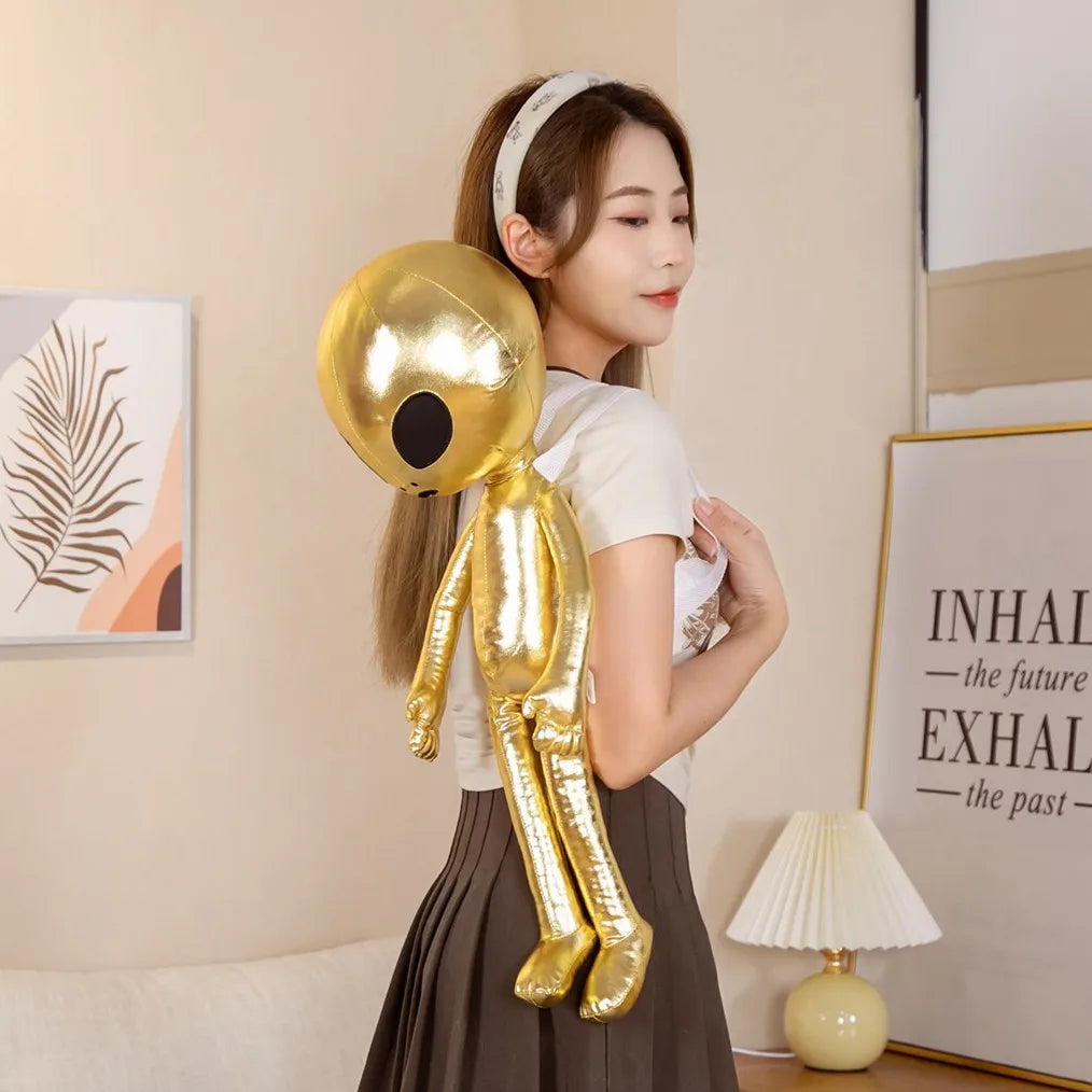 60cm Fashion Alien Backpack - PU ET Extraterrestrial Soft Plush Doll Toy | Cute Stuffed Animal Gift for Kids & Children | Perfect for School, Cosplay and Birthday Parties