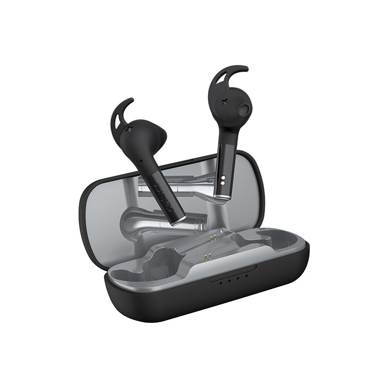 Defunc True Sport Wireless Earbuds - Black | Sweatproof Bluetooth Headphones for Running, Gym & Workout