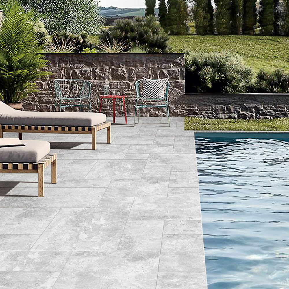 Turin White 400x600x20mm Outdoor Porcelain Bullnose Tile - Durable Non-Slip Pool Deck & Patio Edging (Per Piece) - Perfect for Swimming Pool Borders, Garden Pathways & Outdoor Staircases