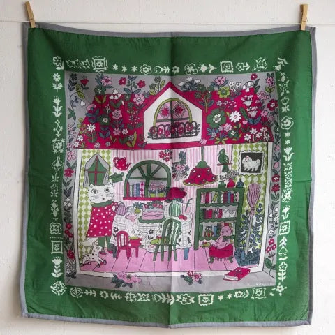 Yumi Kitagishi Handkerchief Dollhouse Miniature - Green | Vintage Style Dollhouse Accessories for Collectors & DIY Enthusiasts | Perfect for Home Decor, Gift Giving & Miniature Scenes