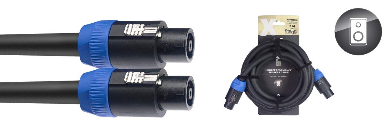 Stagg XSP3SS25D X-Series Professional Speaker Cable - 25ft High-Quality Oxygen-Free Copper Audio Cable for PA Systems, Studio Monitors, and Live Performances