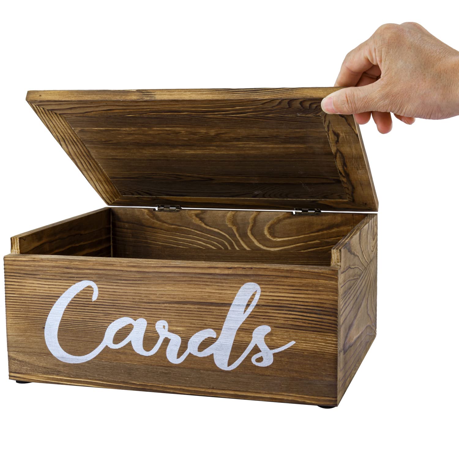 MyGift Rustic Brown Solid Wood Wall Mounted Wedding Card Box - Hinged Lid Envelope Holder for Reception, Thank You Cards & Gift Cards - Perfect for Weddings, Anniversaries & Special Events