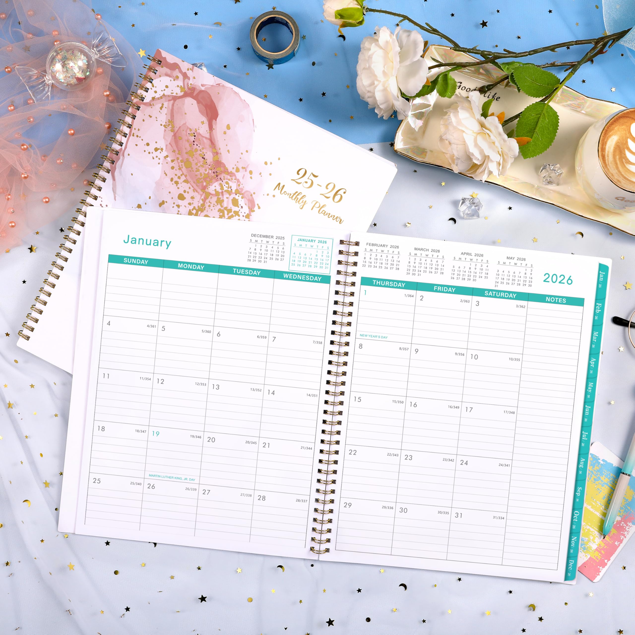 2025-2026 Monthly Planner with Tabs & Inner Pocket - July 2025 to December 2026 Calendar Organizer, 8.5