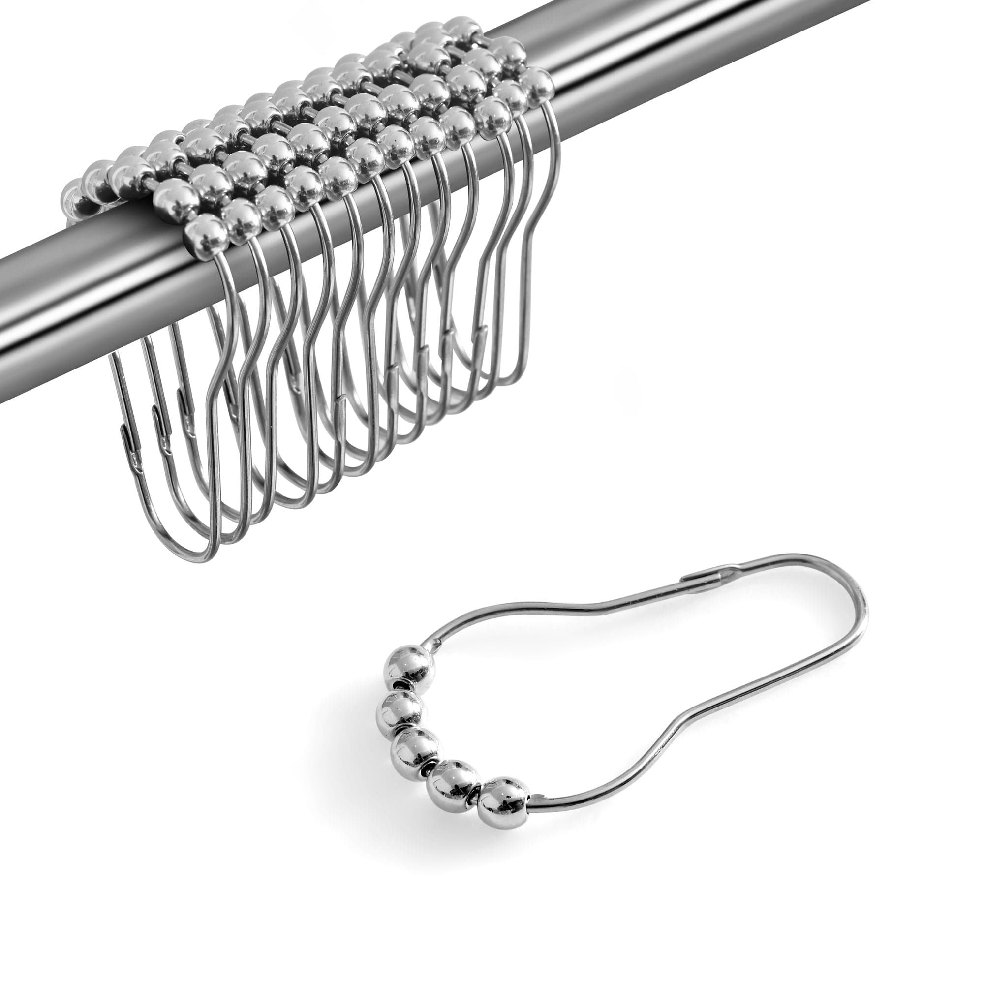 Rust-Resistant Double Glide Metal Shower Curtain Hooks - Smooth Sliding Rings for Bathroom & Shower Accessories (Set of 12) - Perfect for Bathroom Decor, Hotel, and Home Use