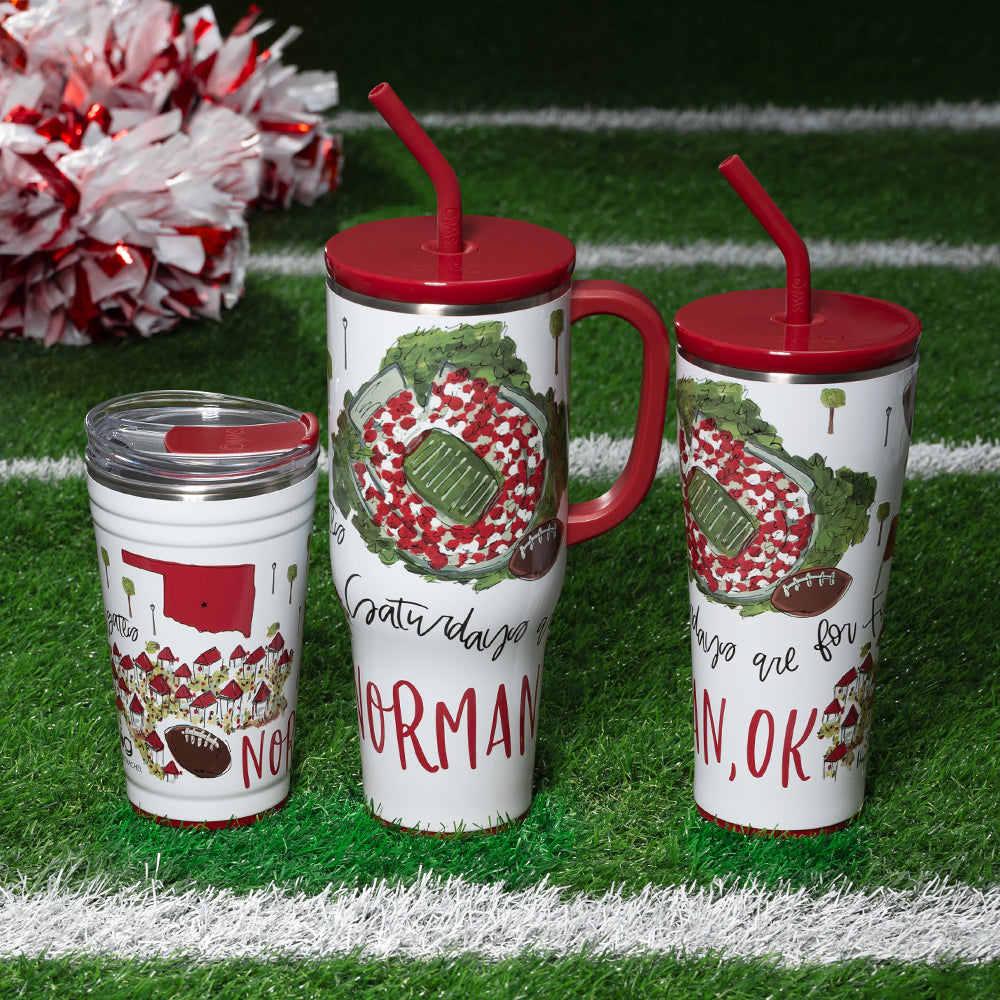 24oz Saturdays in Norman Party Cup - Insulated Stainless Steel Tumbler with Lid & Straw, Perfect for Beach, Picnics & Tailgating
