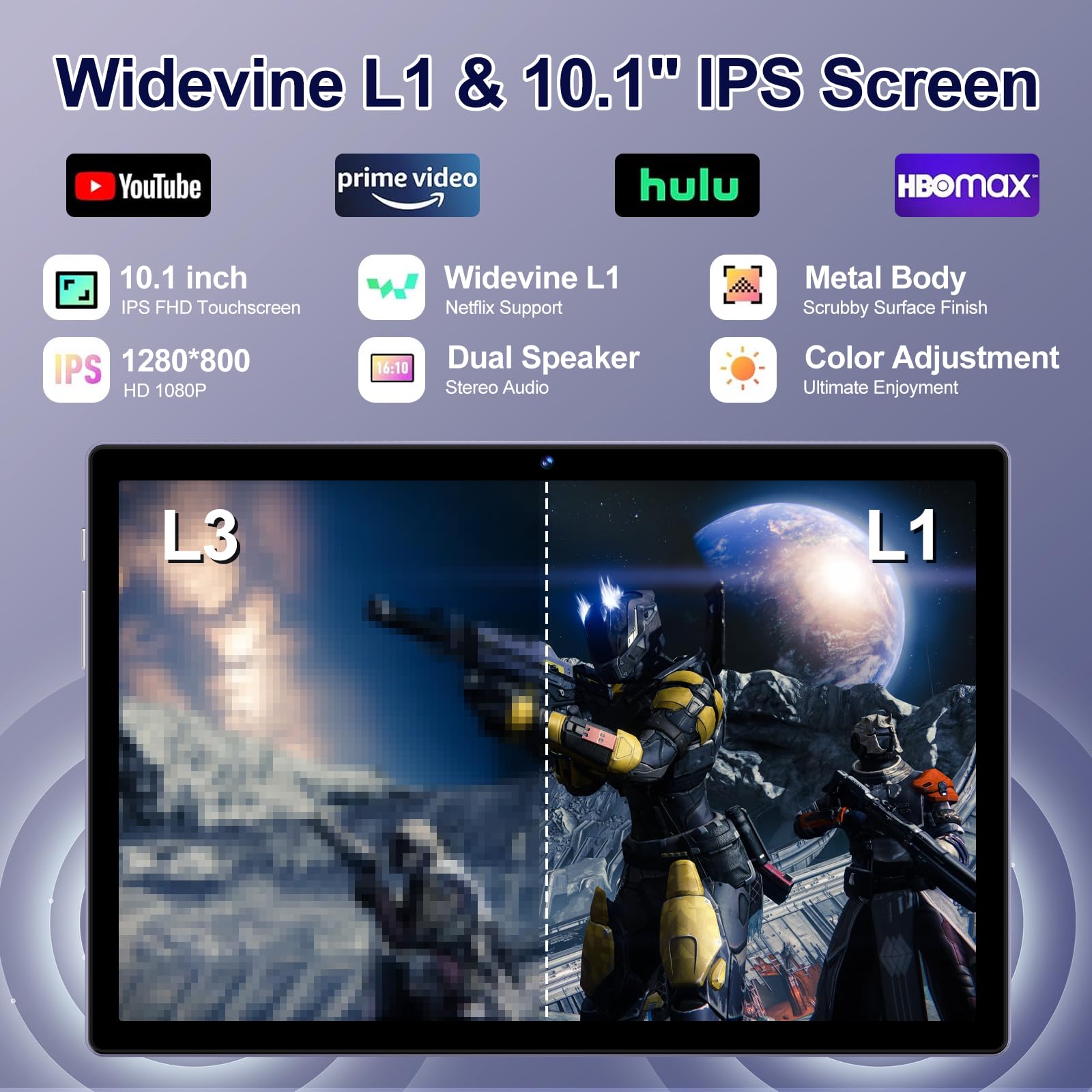 2025 Android 14 Tablet 10.1 Inch - 22GB RAM 128GB ROM (1TB Expandable) with Keyboard & Mouse - Octa-Core Processor, 8000mAh Battery, HD IPS Display, 5G WiFi, Bluetooth 5.0, GPS, Widevine L1 - Metal Purple | Perfect for Work, Study, Streaming & Gaming
