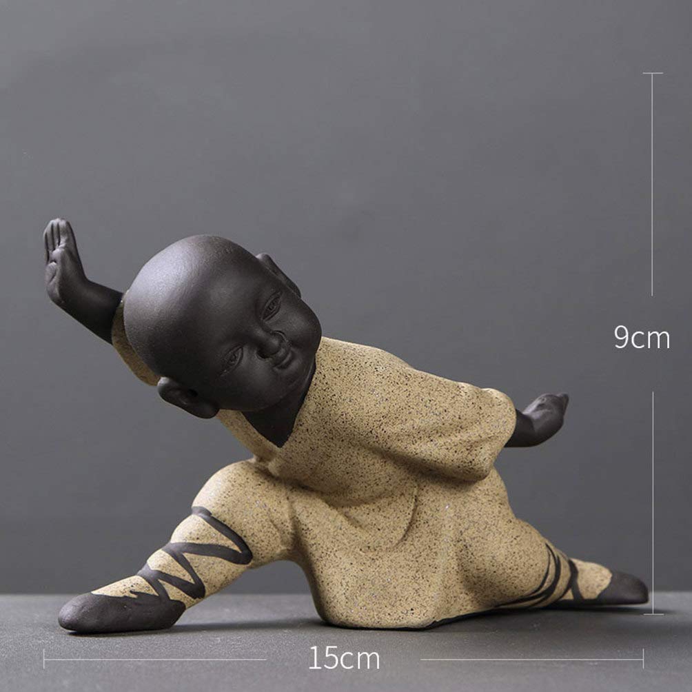 BESPORTBLE Cute Mini Buddha Statue - Little Monk Figurine, Yellow Kung Fu Monk Decor for Car Dashboard, Office Desk & Home Decor | Perfect Zen Meditation Gift, Feng Shui Ornament & Spiritual Desk Accessory