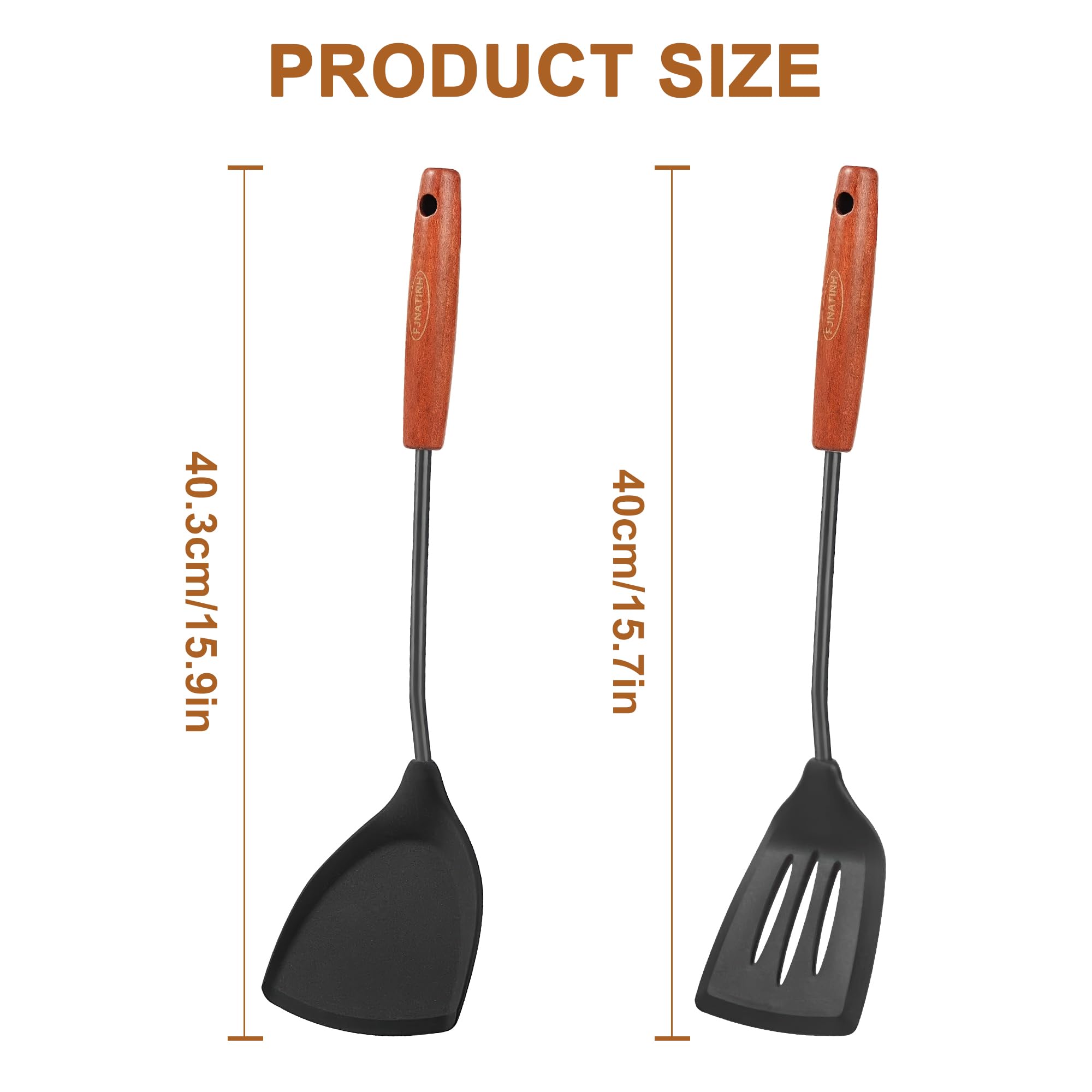 2 Pack Silicone Spatula Set - Solid & Slotted Stainless Steel Kitchen Turner with Heat-Resistant Non-Stick Coating - Perfect for Flipping Fish, Eggs, Pancakes & Stir-Fry Cooking in Woks