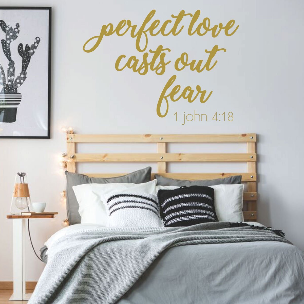 Bible Verse Wall Decal - 'Perfect Love Casts Out Fear' Scripture Vinyl Sticker - Religious Home & Bedroom Decor for Christian Faith - Ideal for Church, Nursery, or Prayer Room Inspiration