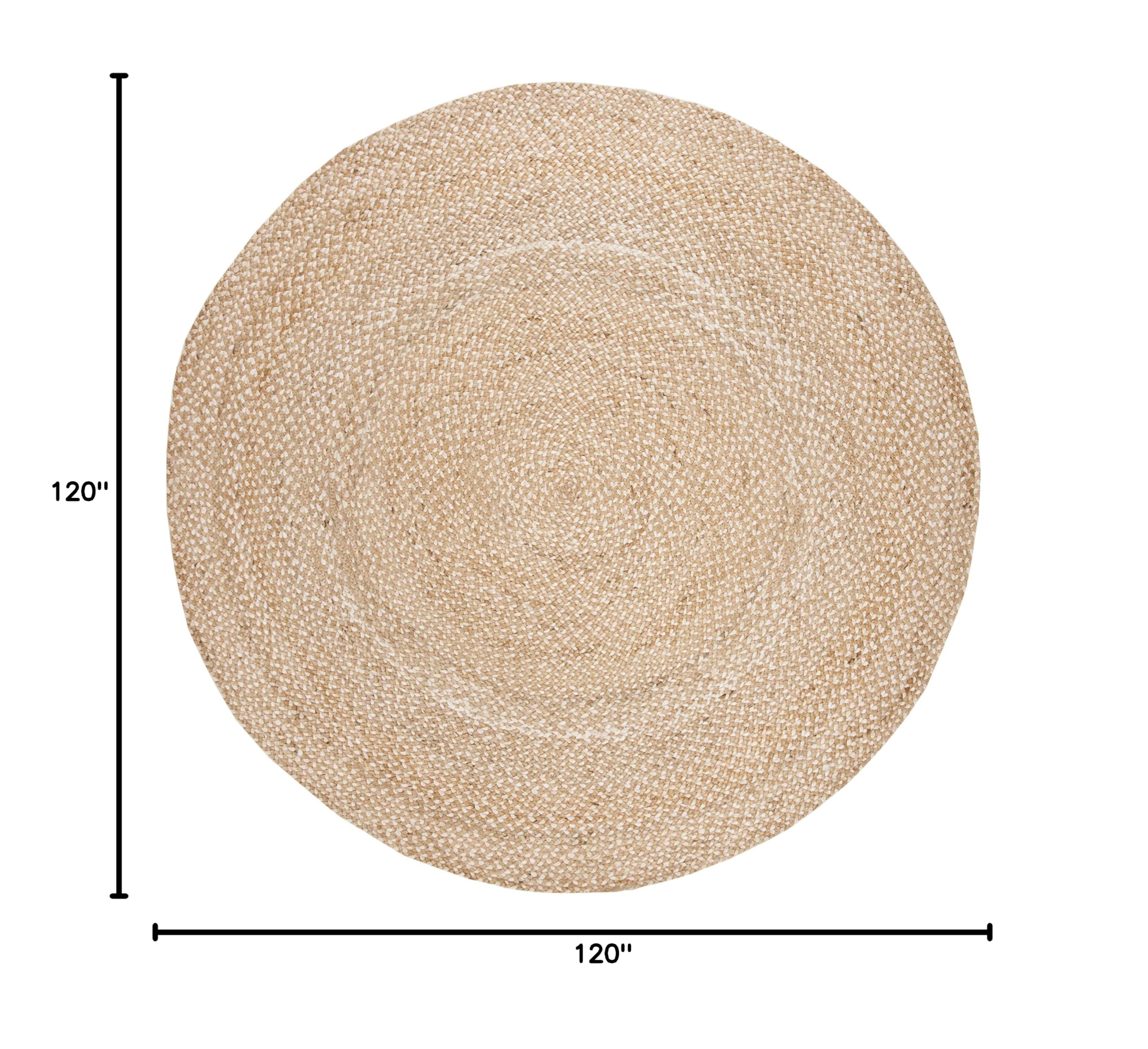 SAFAVIEH Handmade Boho Braided Jute Area Rug - 10' Round Natural & Ivory, Non-Slip Natural Fiber Rug for High Traffic Living Room & Bedroom | Durable Floor Mat for Home Decor, Boho Chic Style (NF804B)