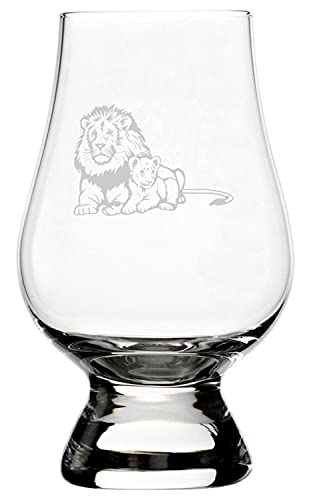 Baby Lion Etched Whisky Glass 6.5oz - Zoo Animal Theme for Glencairn Accessories | Perfect for Whisky Tasting & Gifts