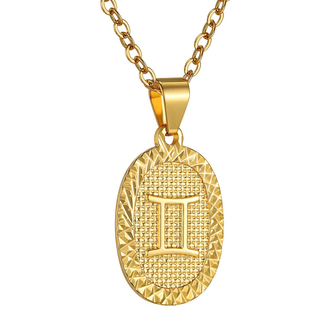 GOLDCHIC Zodiac Necklace for Women & Men - 14K Gold Plated Constellation Coin Pendant, Horoscope Astrology Jewelry Gift - Perfect for Birthday, Anniversary & Everyday Lucky Charm