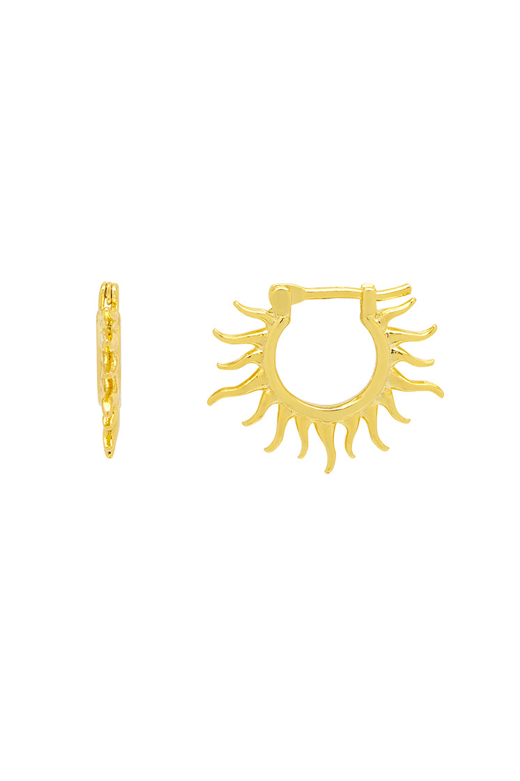 Sun Huggie Hoops - Gold Plated Huggie Earrings for Women, Minimalist Hoop Earrings for Everyday Wear, Perfect for Work, Date Night & Casual Outfits